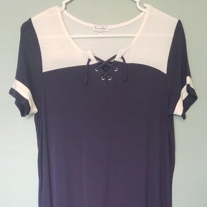 Navy and White T-Shirt Dress